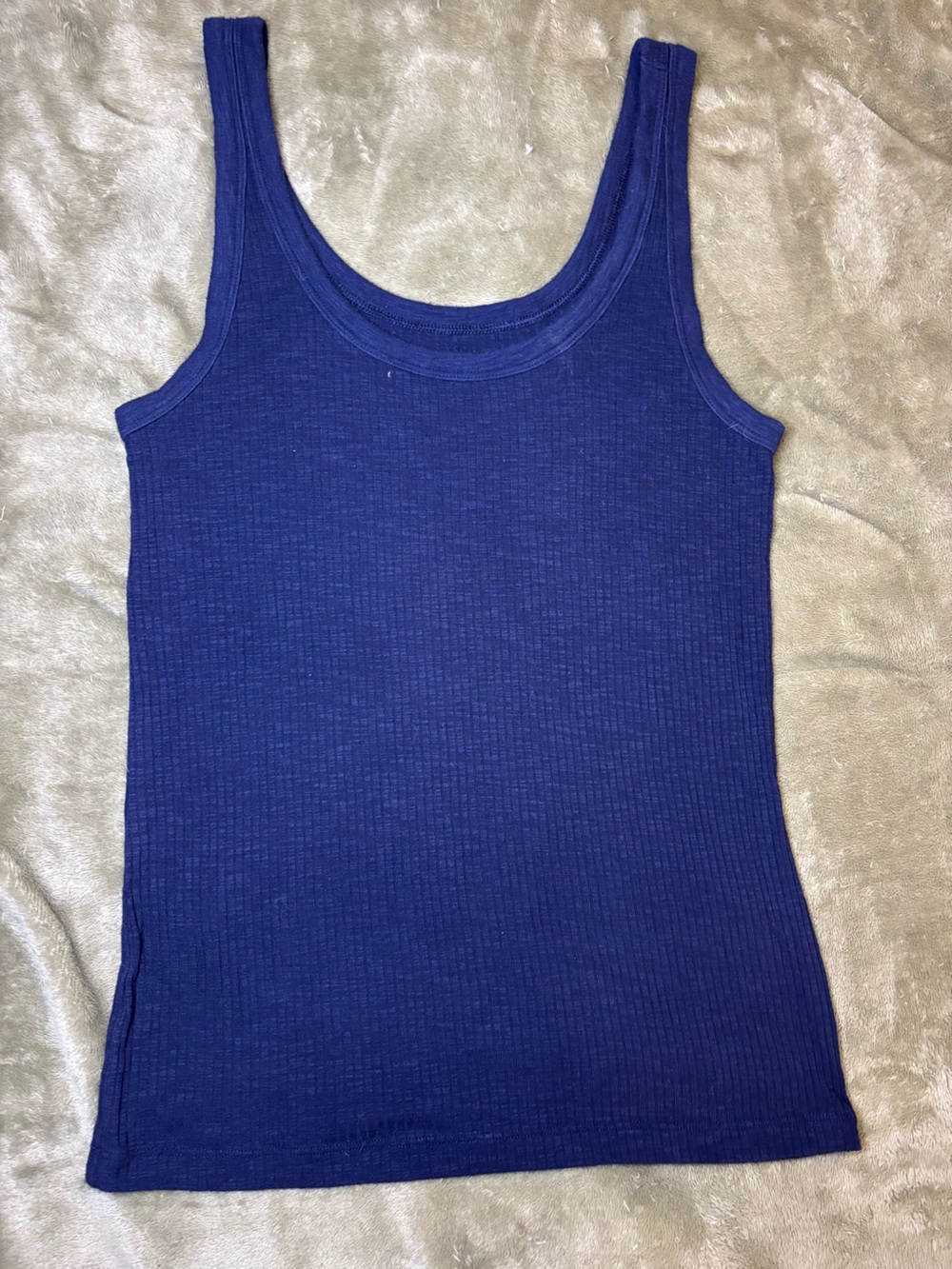 aerie Ribbed Scoop Neck Tank Top - Deep Blue